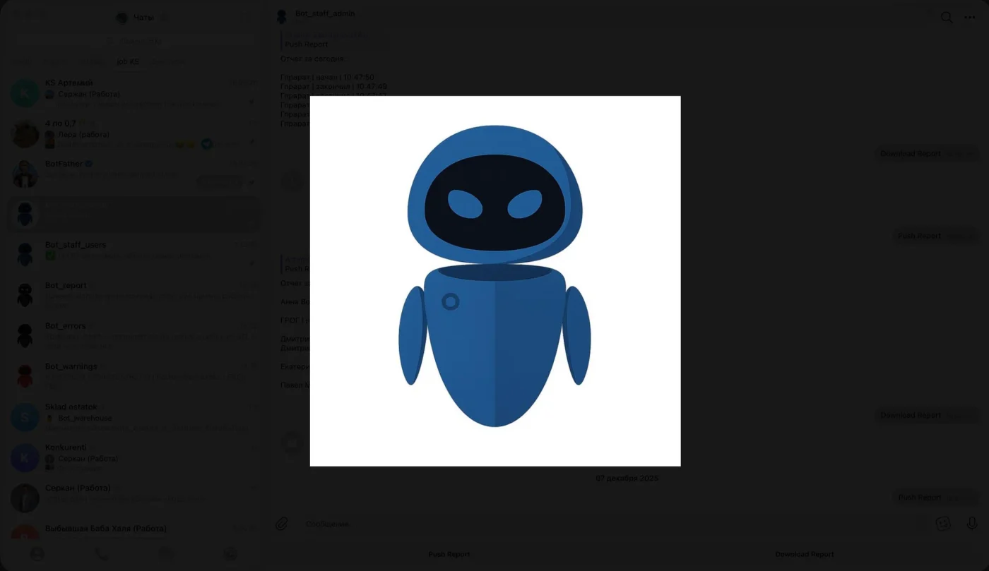 bot_staff — система учёта рабочих смен сотрудников в Telegram — фото 1
